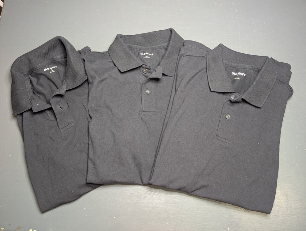Old Navy Go-Dry Polo Shirt Bundle of 3 Men's Small Black Golf Workwear